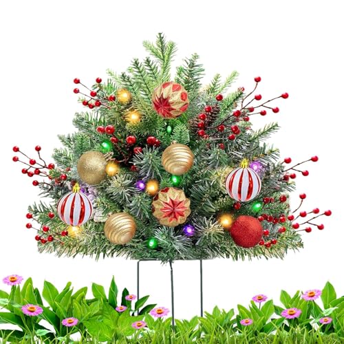 Renchey Weihnachts Pflanzkübel Filler Outdoor | Künstlicher Weihnachtsbaum Pflanzkübel Filler mit Dreibein Erdspieß | Deko für Wohnung Büro Friedhof Schule Studentenzimmer von Renchey