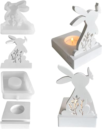 Silikonformen Gießformen | Silikonformen Ostern | Kaninchen Silikonformen Ostern Hasenform für Ostern | Hase Silikon Giessform Für Kerzen Handwerk - -Geschenke von Renchey
