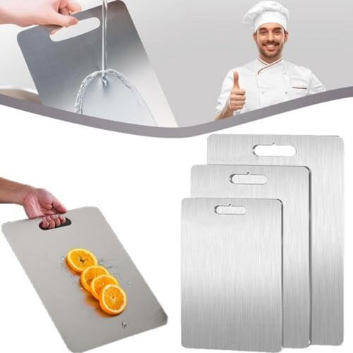 Titan-Schneidebrett - Dickes Metallschneidebrett Aus Edelstahl | Doppelseitiges Lebensmittel Grade Titanium Cutting Board Für Fleisch, Obst von Renchey