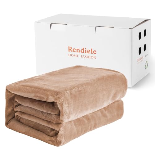 Rendiele Fleece Flanelldecke Wolldecken - Kuscheldecke Flauschig 125x150cm Weiche überwurfdecke für Sofadecke Couchdecke, Khaki von Rendiele