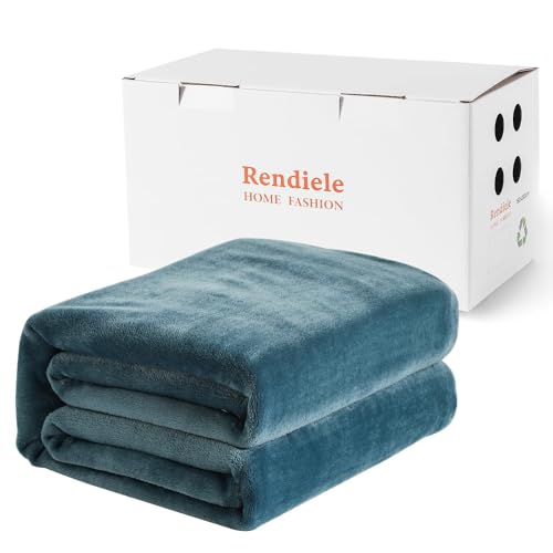 Rendiele Warme Kuscheldecke Flauschige, Wolldecke, Superweiche Sofadecke Wohn- & Kuscheldecken, kuscheldecke 125x150cm verwendbar als Wohnzimmerdecke, Wintersofadecke - Blau von Rendiele