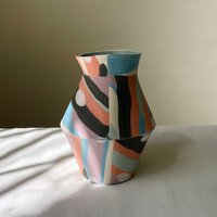 Marker Colors Nerikomi Porzellan Große Vase | Ikebana-Vase Keramikvase Handgefertigte Porzellanvase von Reneeporcelain