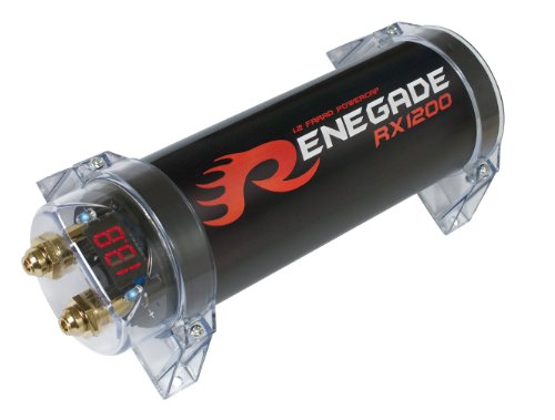 Renegade RX1200 Leistungskondensator 1,2 Fared Kapazität mit 4-stelligem Voltmeter Display (schwarz) von Renegade