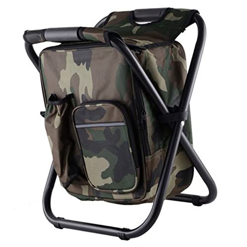 Rengu Rucksack-Kühler-Stuhl mit Großer Kapazität Zum Angeln, Rucksack-Hocker, Leicht, Zusammenklappbar, Strand-Picknick-Wanderstuhl (Tarnung) von Rengu