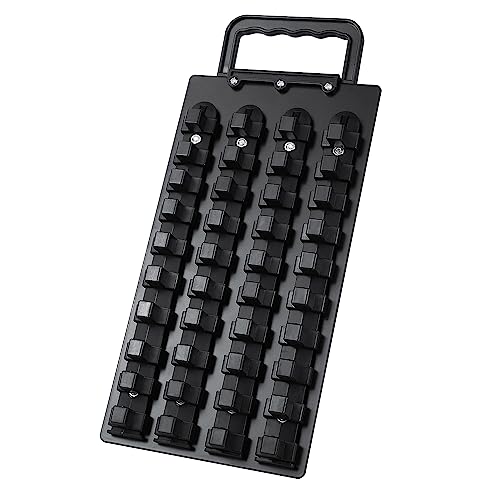 Reniteco Tragbarer Steckdosen-Organizer, Stahltablett mit Griff, robustes Steckschlüsselhalter-Set, 1,27 cm, schwarze Clips (1 Stück, schwarz), 40-teilig von Reniteco