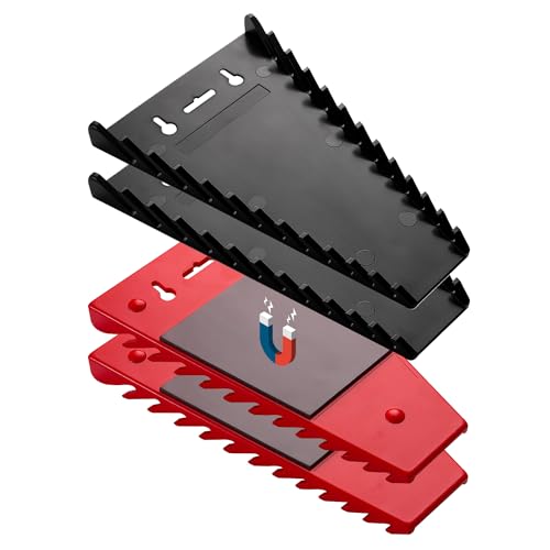 Reniteco Magnetischer Schraubenschlüssel-Organizer, Premium-ABS-Schlüsselhalter, Werkzeug-Organizer für Werkzeugkasten, Werkzeugwagen oder Wand (2Rot2Schwarz) von Reniteco