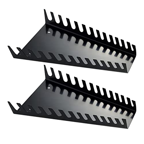 Reniteco Schraubenschlüssel-Organizer aus Metall mit 26 Fächern, Schlüsselhalter-Set, Wandmontage, Werkzeug-Organizer, Schraubenschlüsselhalter für Schraubenschlüssel-Aufbewahrung (2 schwarz) von Reniteco