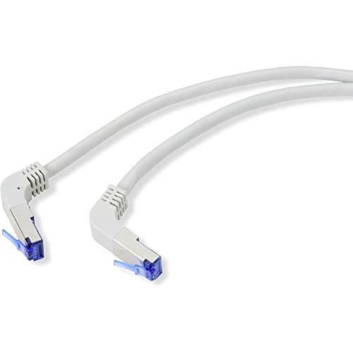 RENKFORCE RF-4892470 RJ45 Netzwerkkabel, CAT 6a S/FTP Patchkabel 0,25m grau (RAL 7035) 90° nach unten gewinkelt, 1 Stück von Renkforce