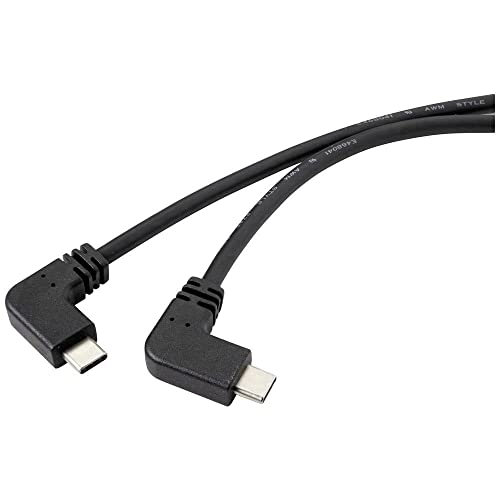 Renkforce USB-Kabel USB 3.2 Gen2 (USB 3.1 Gen2) USB-C® Stecker, USB-C® Stecker 1.20 m Schwarz 90° nach Links gewinkelt von Renkforce