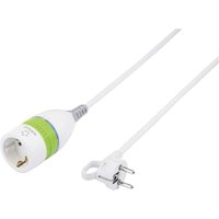 Renkforce - 1362918 Strom Verlängerungskabel Weiß, Grün 5.00 m H05VV-F 3G 1,5 mm² mit Zwischenschalt von Renkforce