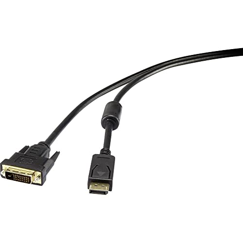 Renkforce DisplayPort/DVI Adapterkabel DisplayPort Stecker, DVI-D 24+1pol. Stecker 1.00 m Schwarz RF-3301142 schraubb von Renkforce