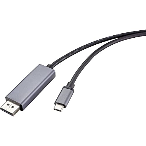Renkforce USB-C® / DisplayPort Anschlusskabel USB-C® Stecker, DisplayPort Stecker 1.00 m Schwarz RF-4630696 PVC-Mantel von Renkforce