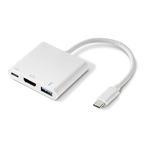 Renkforce RF-4366444 Adapter [1x USB-C® Stecker - 1x HDMI-Buchse, USB 3.2 Gen 1 Buchse A (USB 3.0), USB-C® Buchse] Weiß von Renkforce