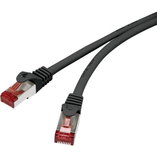 Renkforce RF-4737382 RJ45 Netzwerkkabel, Patchkabel CAT 6 S/FTP 10.00 m Schwarz mit Rastnasenschutz, vergoldete Steckko von Renkforce