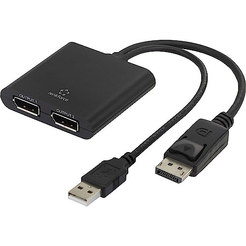 Renkforce RF-4758087 DisplayPort Adapter [1x DisplayPort Stecker - 2X DisplayPort Buchse] Schwarz 20.00 cm von Renkforce