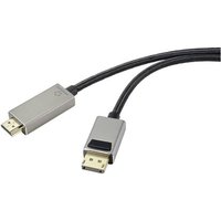 Renkforce DisplayPort / HDMI Kabel DisplayPort Stecker, HDMI-A Stecker 3.00m Schwarz UHD 8K @ 60 Hz, von Renkforce