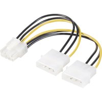 Strom Y-Kabel [2x IDE-Strom-Stecker 4pol. - 1x PCIe-Stecker 8pol.] 0.15 m Gelb, Schwarz - Renkforce von Renkforce