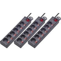 Renkforce Überspannungsschutz-Steckdosenleiste 6fach Schwarz Schutzkontakt 3St. von Renkforce