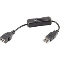 Renkforce USB-Kabel USB 2.0 USB-A Stecker, USB-A Buchse 0.25m Schwarz inkl. Ein/Aus-Schalter, vergol von Renkforce
