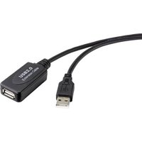 Renkforce USB-Kabel USB 2.0 USB-A Stecker, USB-A Buchse 20.00m Schwarz Aktiv mit Signalverstärkung von Renkforce