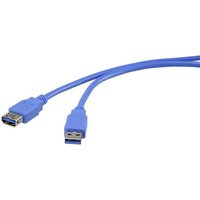 Renkforce USB-Kabel USB 3.2 Gen1 (USB 3.0 / USB 3.1 Gen1) USB-A Stecker, USB-A Buchse 3.00m Blau ver von Renkforce