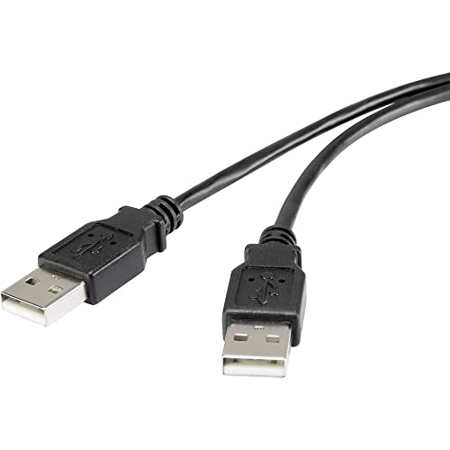 Renkforce USB-Kabel USB 2.0 USB-A Stecker, USB-A Stecker 1.80 m Schwarz vergoldete Steckkontakte RF-4463037 von Renkforce