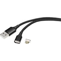 Renkforce USB-Kabel USB 2.0 USB-A Stecker, USB-Micro-B Stecker 1.00m Schwarz magnetischer Stecker RF von Renkforce