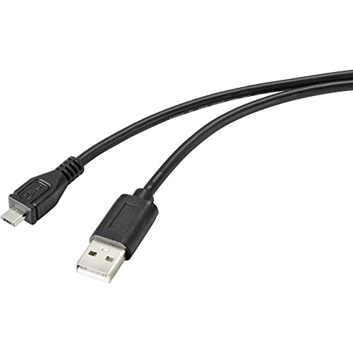 Renkforce USB-Kabel USB 2.0 USB-A Stecker, USB-Micro-B Stecker 2.00m Schwarz mit antimikrobieller Ob von Renkforce