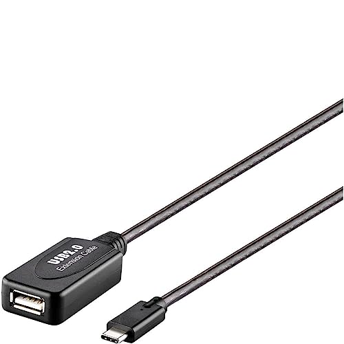 Renkforce USB-Kabel USB 2.0 USB-C® Stecker, USB-A Buchse 10.00 m Schwarz Aktiv mit Signalverstärkung, vergoldete Steckk von Renkforce