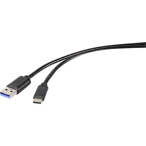 Renkforce USB-Kabel USB 3.2 Gen1 (USB 3.0 / USB 3.1 Gen1) USB-A Stecker, USB-C® Stecker 1.80 m Schwarz RF-4535906 von Renkforce