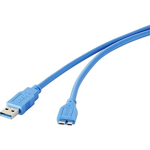 Renkforce USB-Kabel USB 3.2 Gen1 (USB 3.0 / USB 3.1 Gen1) USB-A Stecker, USB-Micro-B 3.0 Stecker 0.30 m Blau vergoldete von Renkforce