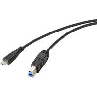 Renkforce USB-Kabel USB 3.2 Gen1 USB-C® Stecker, USB-B Stecker 1.80m Schwarz Gesamtschirm RF-5720408 von Renkforce