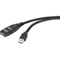 Renkforce USB-Kabel USB 3.2 Gen1 (USB 3.0 / USB 3.1 Gen1) USB-A Stecker, USB-A Buchse 10.00m Schwarz von Renkforce