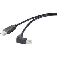 Renkforce - USB-Kabel usb 2.0 usb-a Stecker, usb-b Stecker 0.50 m Schwarz 90° nach unten gewinkelt rf- von Renkforce