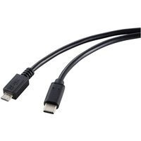 USB-Kabel usb 2.0 usb-c® Stecker, USB-Micro-B Stecker 1.80 m Schwarz Gesamtschirm RF-57203 - Renkforce von Renkforce