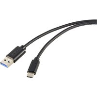 USB-Kabel usb 3.2 Gen2 usb-c® Stecker, usb-a Stecker 1.00 m Schwarz Gesamtschirm RF-572040 - Renkforce von Renkforce