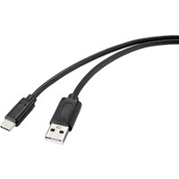Renkforce - USB-Kabel usb 2.0 usb-c® Stecker, usb-a Stecker 2.00 m Schwarz mit antimikrobieller Oberfl von Renkforce