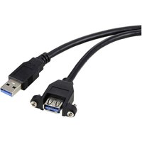 USB-Kabel usb 3.0 usb-a Stecker, usb-a Buchse 1.00 m Schwarz für Einbau, schraubbar RF-572 - Renkforce von Renkforce