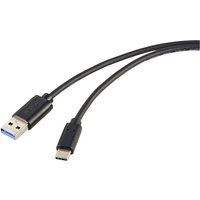 Renkforce - USB-Kabel usb 3.2 Gen2 usb-c® Stecker, usb-a Stecker 1.00 m Schwarz Gesamtschirm RF-572040 von Renkforce