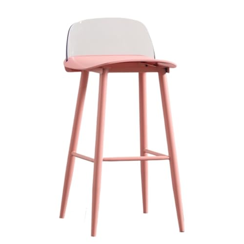Bar StüHle Barstuhl, einfacher Hochstuhl, Acryl-Rückenlehne, Milchtee-Shop, Café, Barstuhl, Wohnzimmer, Theke, Rezeption Bar Chair (Color : Pink, Size : D) von Renmi