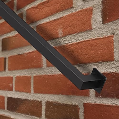 Haltegriff für den Außenbereich - Schwarzer Handlauf aus Schmiedeeisen Wandmontage Treppengeländer Handläufe für Außenstufen oder Innentreppengeländer Sicherheitshaltegriff mit Beschlägen(60cm) von Renmlion