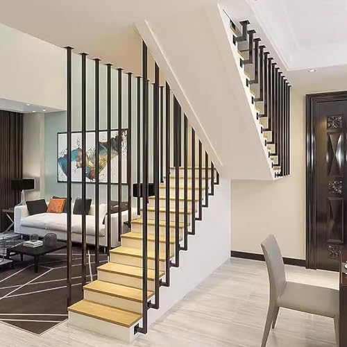 Schwarze Handläufe für Treppen im Innen - und Außenbereich, Haltegriff in L-Form für Treppengeländer Handläufe aus Metall schmiedeeiserner Treppenhandlauf für Moderne Dekoration (Size : 80cm) von Renmlion