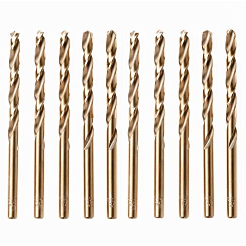 2.4mm Metallbohrer Set | Box mit 10 x Gold Bohrer HSS Cobalt | Bohrer für Edelstahl und Harte Stähle von Rennie Tool Company