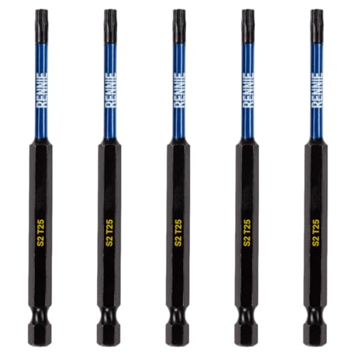 5 x Rennie Tools 100 mm lang T25 TX25 Schlagschrauber-Bits Set Heavy Duty Magnetic Torx Schraubendreher-Bit-Set Schwarz Oxid beschichtete Torx-Schlagschrauber-Bits Torx-Bit-Set 5 x Rennie Tools 100 mm lang T25 TX25 Schlagschrauber-Bits Set Heavy Duty Magnetic Torx Schraubendreher-Bit-Set Schwarz Oxid beschichtete Torx-Schlagschrauber-Bits Torx-Bit-Set von Rennie Tool Company