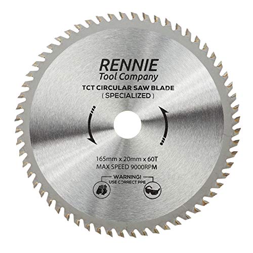 Rennie Tool TCT Kreissägeblatt, 165 mm x 20 mm x 60 Zähne, inkl. Reduzierringe von Rennie Tool Company