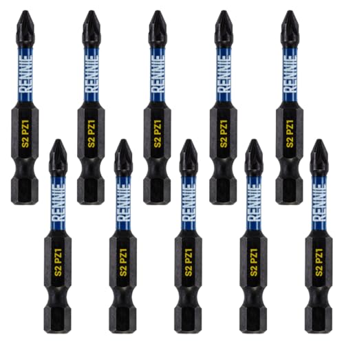 "Rennie Tool Company“ 10 x Rennie Tools 50 mm langes PZ1-Schlagschrauber-Bit-Set. Hochleistungs-PoziDriv POZI Nr. 1 magnetischer Schraubendreher-Bit-Satz. PZ1 Schlagschrauber-Bits Pozidrive-Schrauben "Rennie Tool Company“ 10 x Rennie Tools 50 mm langes PZ1-Schlagschrauber-Bit-Set. Hochleistungs-PoziDriv POZI Nr. 1 magnetischer Schraubendreher-Bit-Satz. PZ1 Schlagschrauber-Bits Pozidrive-Schrauben von Rennie Tool Company