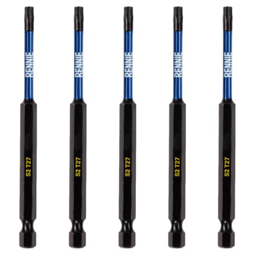Rennie Tool Company 5 x Rennie Tools 100 mm langes T27 TX27 Schlagschrauber-Bit-Set. Hochleistungs-Magnet-Torx-Schraubendreher-Bit-Set. Schwarzoxidbeschichtete Torx-Schlagschrauber-Bits. Torx-Bit-Set Rennie Tool Company 5 x Rennie Tools 100 mm langes T27 TX27 Schlagschrauber-Bit-Set. Hochleistungs-Magnet-Torx-Schraubendreher-Bit-Set. Schwarzoxidbeschichtete Torx-Schlagschrauber-Bits. Torx-Bit-Set von Rennie Tool Company