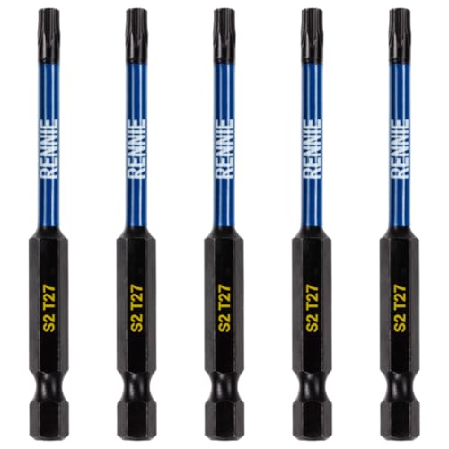 Rennie Tools T27 TX27 Schlagschrauber-Bit-Set, 75 mm lang, strapazierfähig, magnetisch, Torx-Schraubendreher-Bit-Set, schwarz oxidbeschichtete Torx-Schlagschrauber-Bits, Torx-Bit-Set, 5 Stück Rennie Tools T27 TX27 Schlagschrauber-Bit-Set, 75 mm lang, strapazierfähig, magnetisch, Torx-Schraubendreher-Bit-Set, schwarz oxidbeschichtete Torx-Schlagschrauber-Bits, Torx-Bit-Set, 5 Stück von Rennie Tool Company