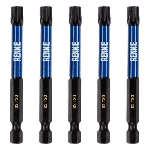 Rennie Tools T30 TX30 Schlagschrauber-Bit-Set, 75 mm lang, strapazierfähig, magnetisch, Torx-Schraubendreher-Bit-Set, schwarz oxidbeschichtete Torx-Schlagschrauber-Bits, Torx-Bit-Set, 5 Stück Rennie Tools T30 TX30 Schlagschrauber-Bit-Set, 75 mm lang, strapazierfähig, magnetisch, Torx-Schraubendreher-Bit-Set, schwarz oxidbeschichtete Torx-Schlagschrauber-Bits, Torx-Bit-Set, 5 Stück von Rennie Tool Company