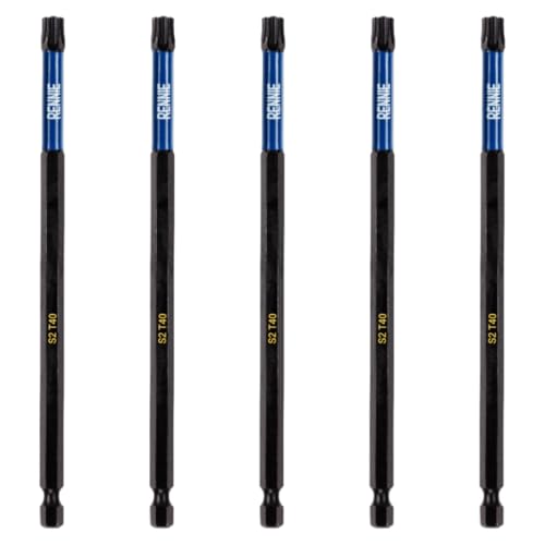 Rennie Tools T40 TX40 Schlagschrauber-Bit-Set, 150 mm lang, strapazierfähig, magnetisch, Torx-Schraubendreher-Bit-Set, schwarz oxidbeschichtete Torx-Schlagschrauber-Bits, Torx-Bit-Set, 5 Stück Rennie Tools T40 TX40 Schlagschrauber-Bit-Set, 150 mm lang, strapazierfähig, magnetisch, Torx-Schraubendreher-Bit-Set, schwarz oxidbeschichtete Torx-Schlagschrauber-Bits, Torx-Bit-Set, 5 Stück von Rennie Tool Company